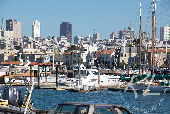View of the downtown San Francisco sky line from the harbor.